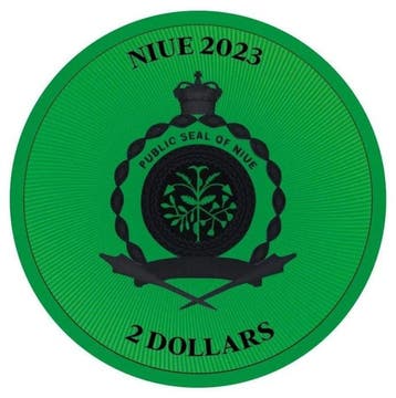 Niue. 2 Dollars 2023 - Lucky Clover Black Platinum Cyber