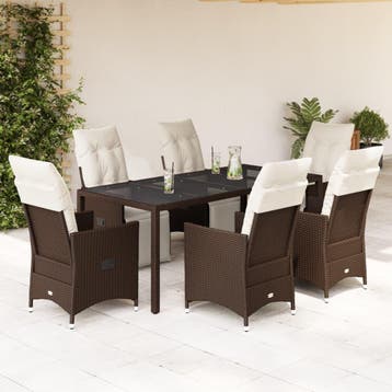 vidaXL 7-delige Bistroset met kussens poly rattan bruin, Verzenden, Nieuw