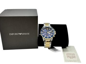 Veiling - Emporio Armani | Luxe Bicolor Chronograaf Horloge, Nieuw