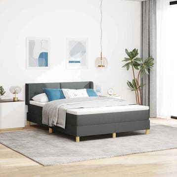 vidaXL Boxspring bed met hoofdeinde Donkergrijs 200 x 160 cm, Verzenden