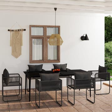 vidaXL 7-delige Tuinset zwart, Verzenden, Nieuw, Tuinset