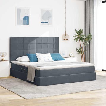 vidaXL Opslag bed met matras Donkergrijs 160 x 200 cm, Verzenden