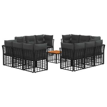 vidaXL Buiten bank set 13 pcs Zwart en Donker Grijs, Verzenden, Nieuw
