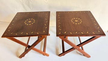 Bijzettafel (2) - Set van twee opvouwbare houten