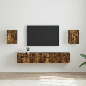 vidaXL TV Wandkast 2 st Rook Eiken Bewerkt hout, Verzenden, Nieuw