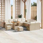 vidaXL Tuinbank Set met kussen 17 pcs Beige en Crème poly, Tuin en Terras, Verzenden, Nieuw