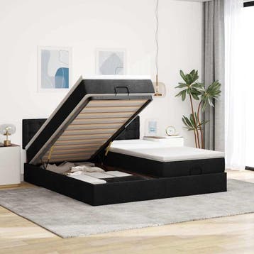 vidaXL Ottoman bed met matrassen 180x200cm stof zwart, Verzenden, Nieuw