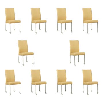 Set van 10 Leren eetkamerstoelen Comfort met wieltjes -, Huis en Inrichting, Stoelen, Ophalen of Verzenden, Nieuw, Leer, Eén