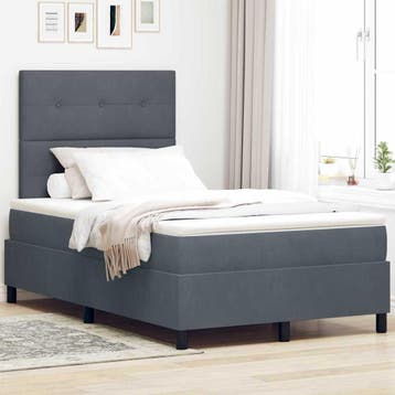 vidaXL Boxspring bed met hoofdeinde Donkergrijs 120 x 200 cm, Verzenden, Nieuw