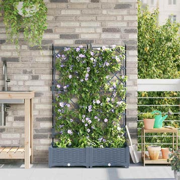 vidaXL Plantenbak 2 st Lichtgrijs 80 x 40 x 125,5 cm PP, Verzenden, Nieuw
