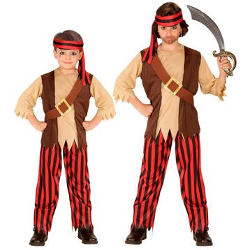 Piraat Kostuum Bruin Rood Jongen, Kinderen en Baby's, Carnavalskleding en Verkleedspullen, Verzenden, Nieuw