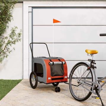 vidaXL Hondenfietstrailer oxford stof en ijzer oranje en, Verzenden