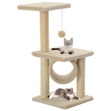 vidaXL Kattenkrabpaal met sisal krabpalen 65 cm beige, Verzenden