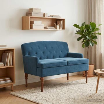 vidaXL Lovingseat met knoopge tuft Blauw 111 x 65 x 79 cm, Verzenden, Nieuw