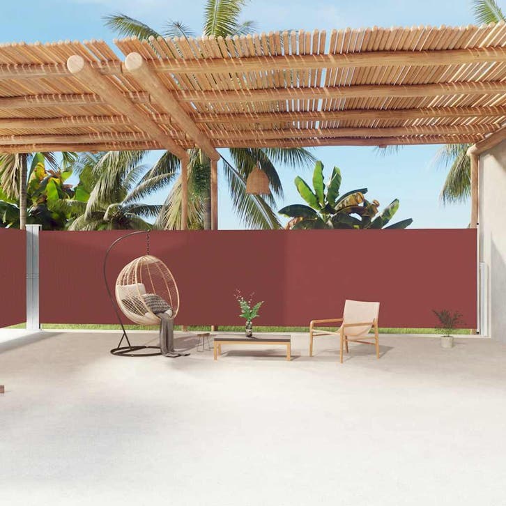 vidaXL Windscherm uittrekbaar 180x1200 cm bruin, Tuin en Terras, Parasols, Nieuw, Verzenden