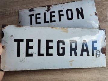 TÉLÉPHONE TÉLÉGRAPHE - Enseigne en émail (2) - Fer, Émail