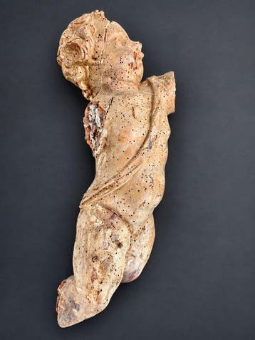 sculptuur, Fragments de sculptures - 35 cm - Polychroom hout