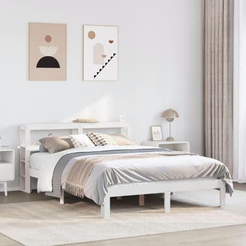vidaXL Bedframe met hoofdeinde zonder matras 120x200 cm wit, Verzenden