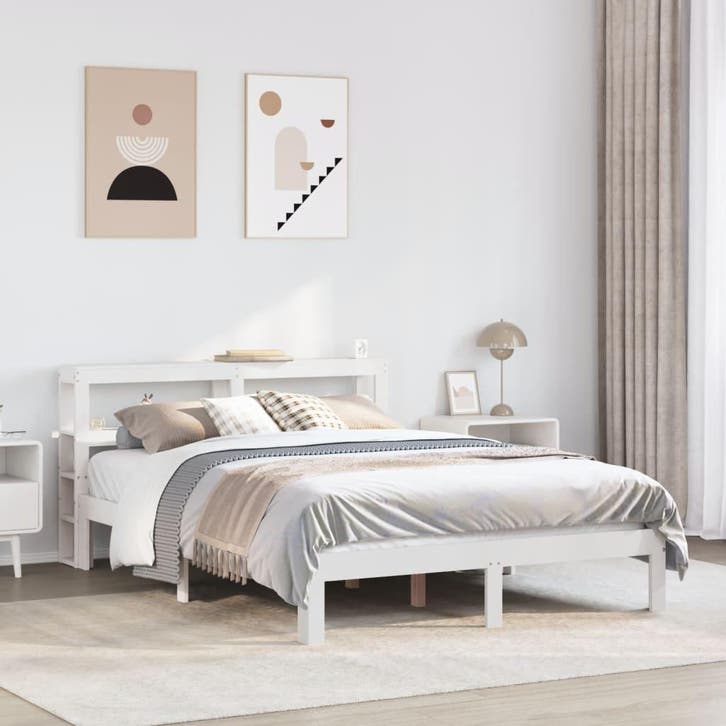 vidaXL Bedframe met hoofdeinde zonder matras 120x200 cm wit, Maison & Meubles, Chambre à coucher | Lits, Envoi