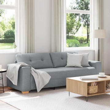 vidaXL 3-zitsbank / zetel lichtgrijs 220x78x80 cm stof, Verzenden, Nieuw