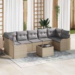 vidaXL Tuinbank Set 8 pcs Beige en Grijs Poly Riet en Staal, Verzenden, Nieuw