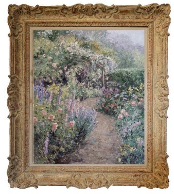 Chris van Dijk (1952) Impressionist -  Jardin à Corbigny, Antiquités & Art