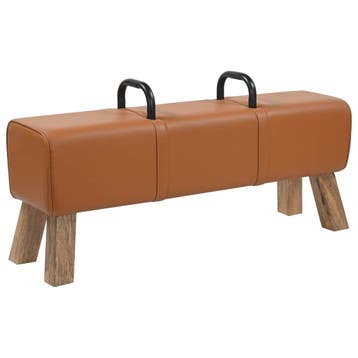 vidaXL Bank Bruin 110 x 30 x 45 cm Echt Leer, Huis en Inrichting, Verzenden, Nieuw