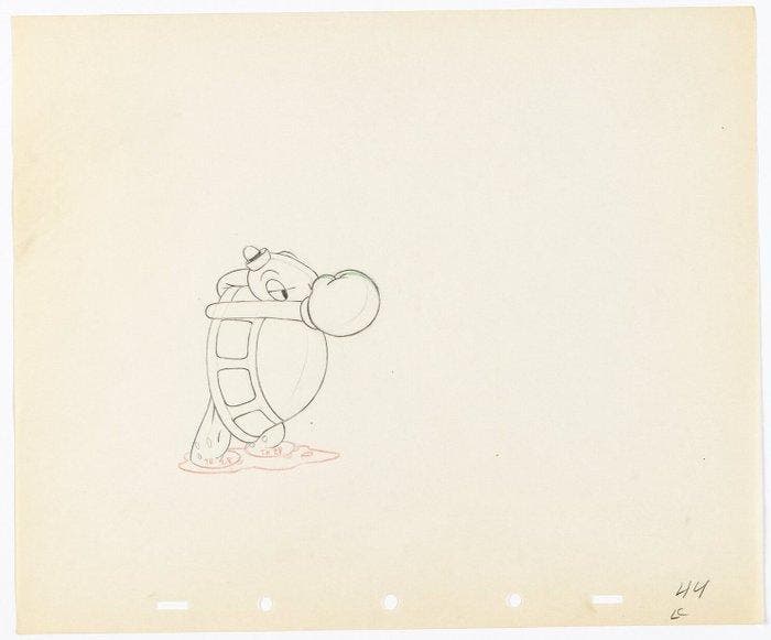 Walt Disney - Toby Tortoise Animatie Tekening - Toby, Verzamelen, Disney