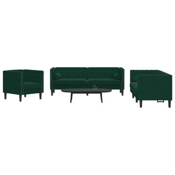 vidaXL 3-delige Loungeset Chesterfield en bolsters fluweel, Huis en Inrichting, Zetels | Zetels, Verzenden, Nieuw