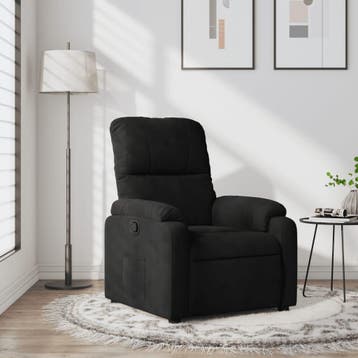 vidaXL Fauteuil verstelbaar microvezelstof zwart, Huis en Inrichting, Fauteuils, Verzenden, Nieuw
