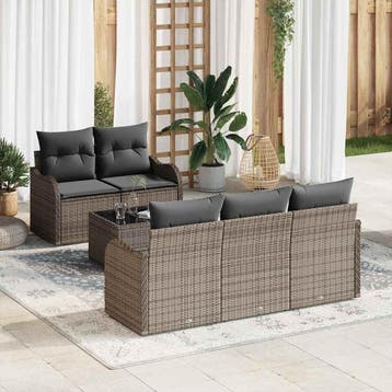 vidaXL Tuinbank Set 6 st 5-Aantal zitplaatsen Grijs poly, Verzenden