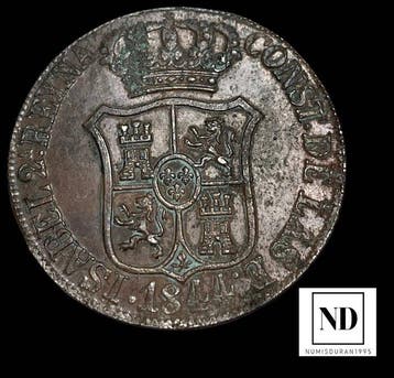 Koninkrijk Spanje. Isabel II. 6 cuartos 1844 - Barcelona