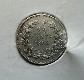 Nederland. Wilhelmina. 25 Cents 1892 (Zonder minimumprijs)