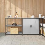 vidaXL Keukenopbergsysteem met plank 2 pcs Zilver Roestvrij, Huis en Inrichting, Verzenden, Nieuw