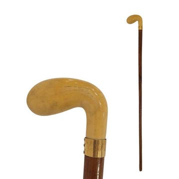 Wandelstok - 18 kt goud, Walnoot, Antiek en Kunst