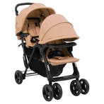 vidaXL Tweelingkinderwagen tandem staal taupe, Kinderen en Baby's, Verzenden, Nieuw