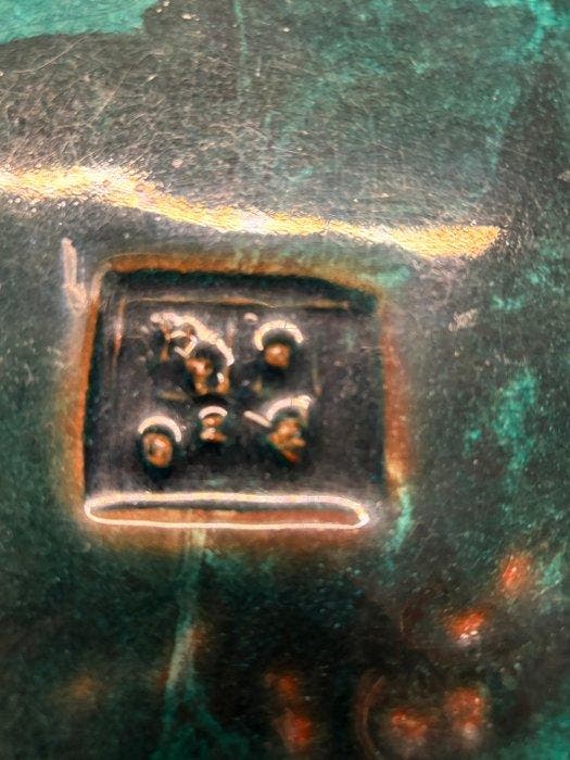 Jan Cobbaert - Plateau - L. 32 cm - Faïence - Vert émaillé, Antiquités & Art, Antiquités | Verre & Cristal