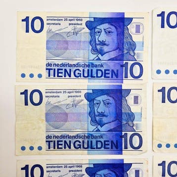 Pays-Bas. - 8 x 5, 8 x 10 Gulden - 1968/1973 - PL47, PL23, Postzegels en Munten, Bankbiljetten | Europa | Niet-Eurobiljetten