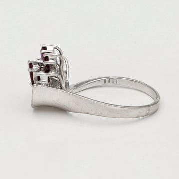 Ring - 14 karaat Witgoud - Roze robijn / Diamant, Nieuw