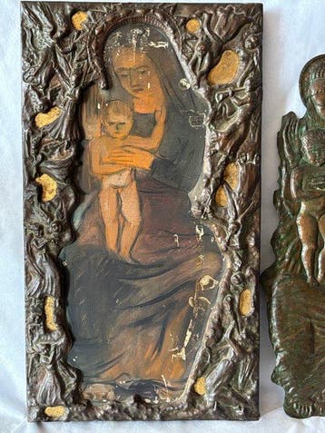 Ceccherini - Bas-relief uit gehamerd koper met schildering