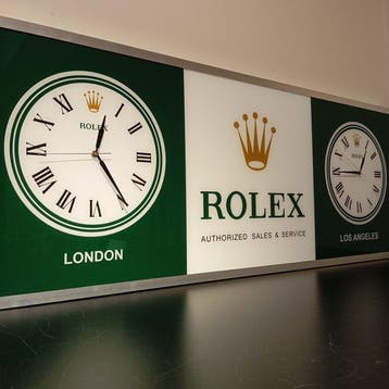 ROLEX ILLUMINATED SIGN WITH CLOCK 130cm*50cm*8,5cm - ROLEX