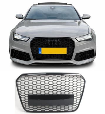RS6 Look Grill Glanzend Zwart | Geschikt voor Audi A6 C7 4G, Verzenden