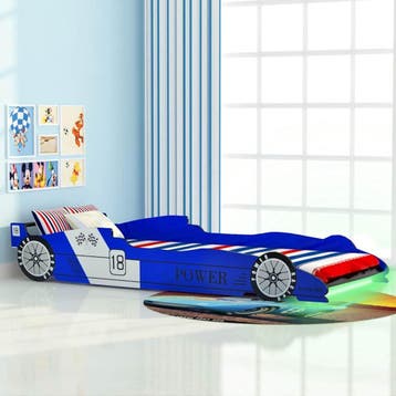 vidaXL Kinderbed raceauto met LED-verlichting blauw 90x200, Verzenden, Nieuw