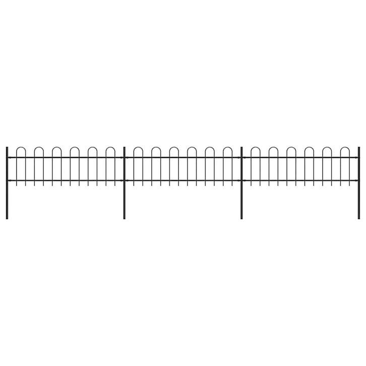 vidaXL Tuinhek met ringtop staal 537x60 cm zwart, Tuin en Terras, Tuinhekken en Hekwerk, Nieuw, Verzenden