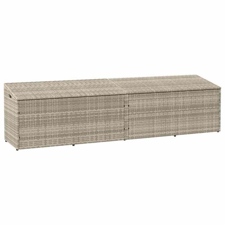 vidaXL Tuinbox 220x50x58 cm poly rattan lichtgrijs, Tuin en Terras, Bergingen en Tuinkasten, Nieuw, Verzenden