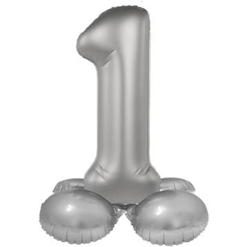 1 Jaar Cijfer Ballon Zilver 41cm, Verzenden, Nieuw