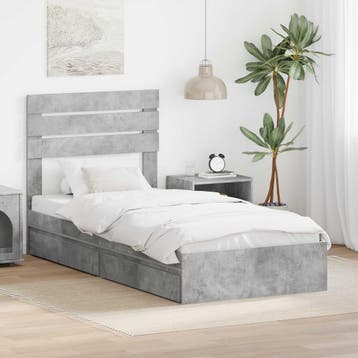 vidaXL Opbergbed met lade Beton Grijs 90 x 190 cm Bewerkt, Verzenden, Nieuw