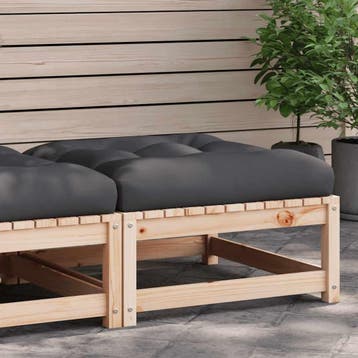 vidaXL Tuinvoetenbank met kussen massief grenenhout, Tuin en Terras, Verzenden, Nieuw
