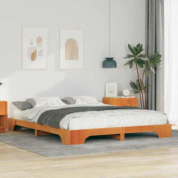 vidaXL Bedframe Bruin 160 x 220 cm Massief grenenhout, Huis en Inrichting, Slaapkamer | Bedden, Verzenden, Nieuw