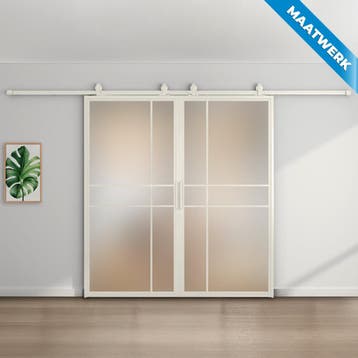 Dubbele stalen Schuifdeuren 6 Vlaks Wit Maatwerk Luxe design